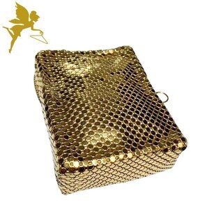 VINTAGE WHITING & DAVIS 1940s Gold Mesh Zippered Flapper Mini Case